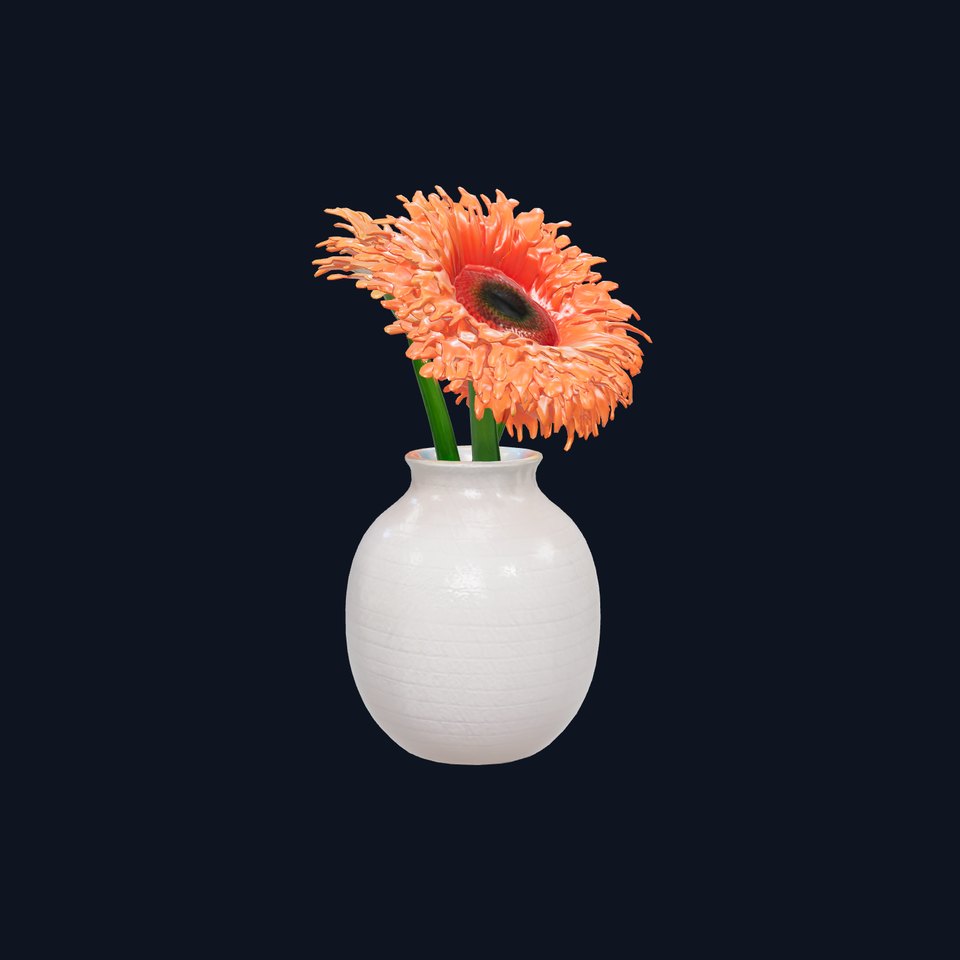 Elegant Gerbera Vase Floral Arrangement model pack